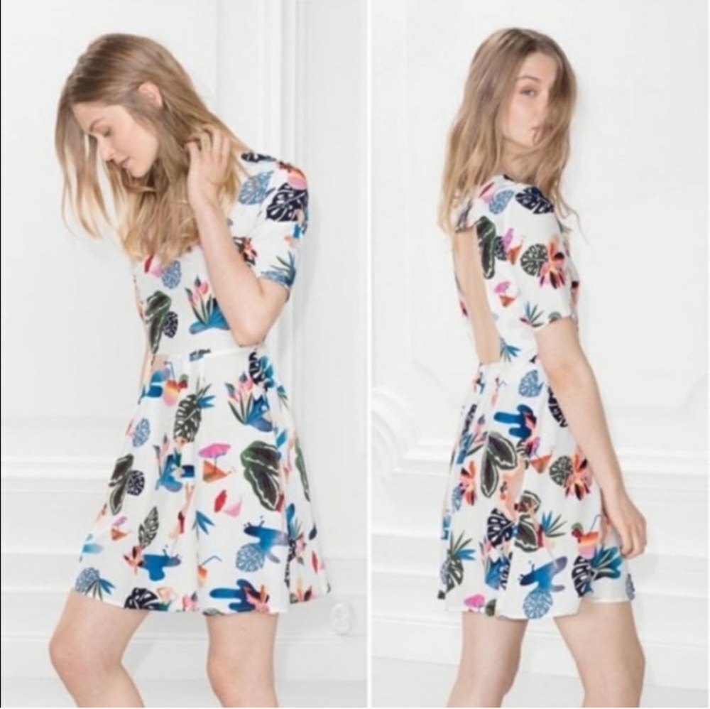 & other stories jungle print skater dress
